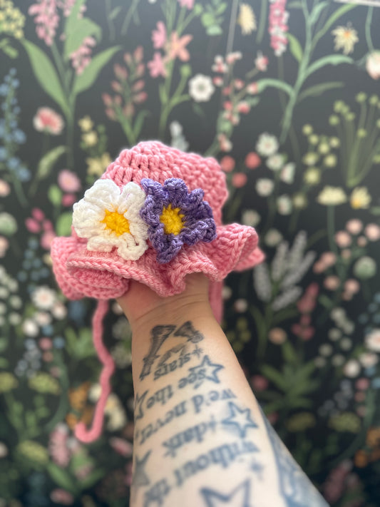 Pink Spring Bucket Pupper Beanie