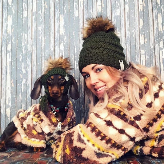 Matching Mommy & Pupper Beanie Set