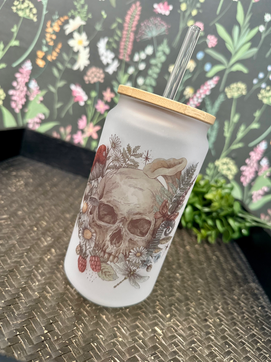 Floral & Skulls with Quote Frosted Tumbler