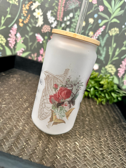 Floral & Skulls with Quote Frosted Tumbler