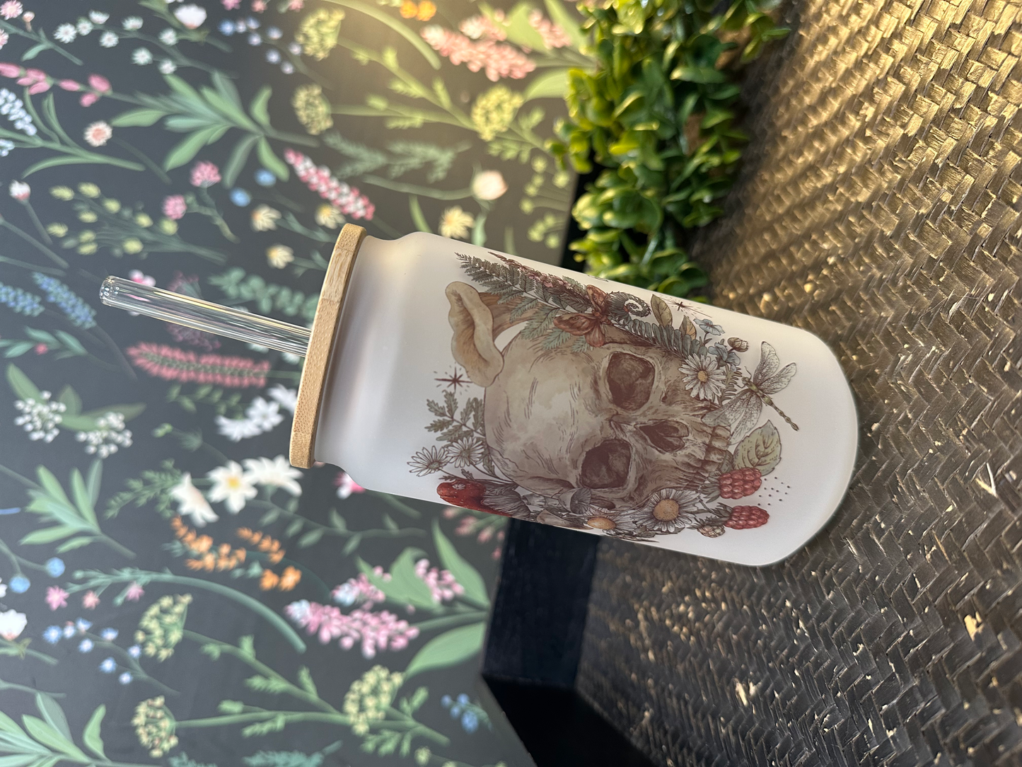 Floral & Skulls with Quote Frosted Tumbler