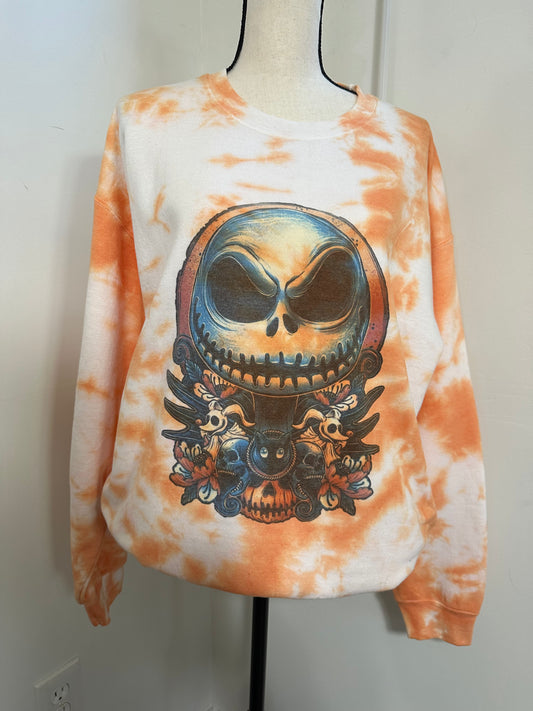 Large Orange tie-dye Jack Skellington Sweater