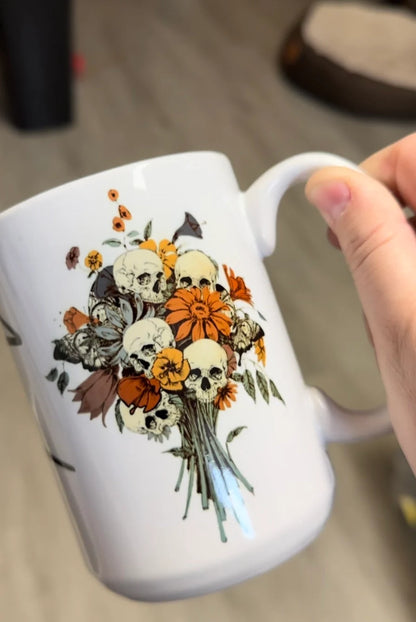 Floral Skull Coffee Mug