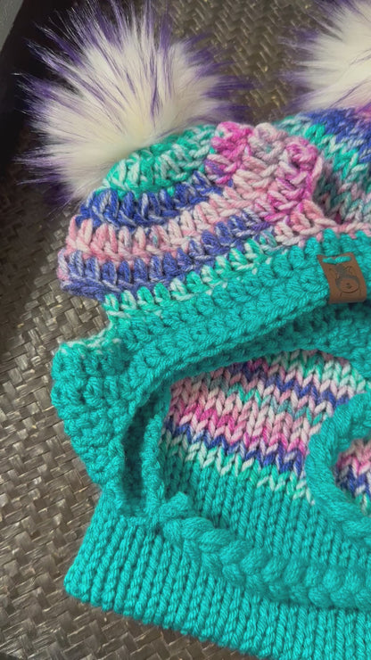 Matching Mommy & Pupper Peacock Vibrant Beanies